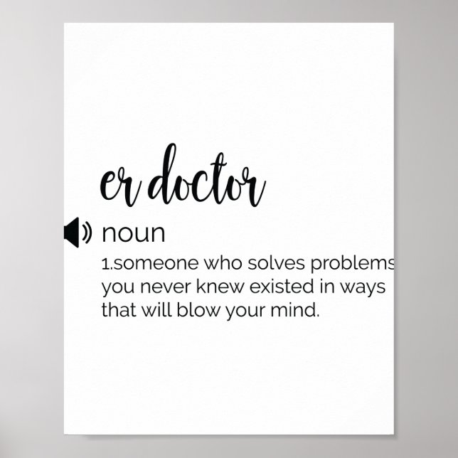 Funny ER Doctor definition Poster (Front)