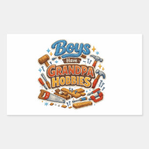 Funny Era Boys Have Grandpa Hobbies PNG Granny Rectangular Sticker