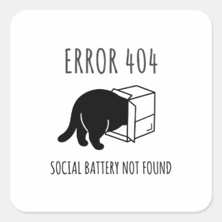 Funny Error 404 Cat Social Battery Sticker