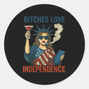 Funny Es Love Independence 4th Of July Shirt Women Classic Round Sticker