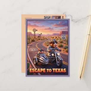 Funny Escape to Texas 3D Travel Postcard