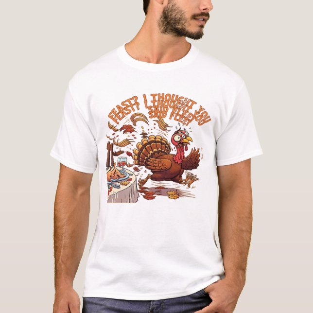 Funny Escaping Turkey Thanksgiving Classic T-Shirt (Front)