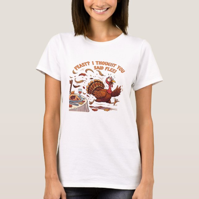 Funny Escaping Turkey Thanksgiving Classic T-Shirt (Front)