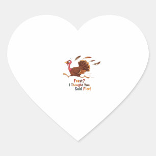 Funny Escaping Turkey Thanksgiving Classic T-Shirt Heart Sticker