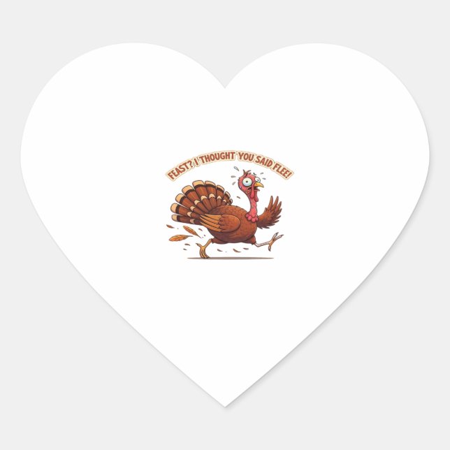 Funny Escaping Turkey Thanksgiving Classic T-Shirt Heart Sticker (Front)