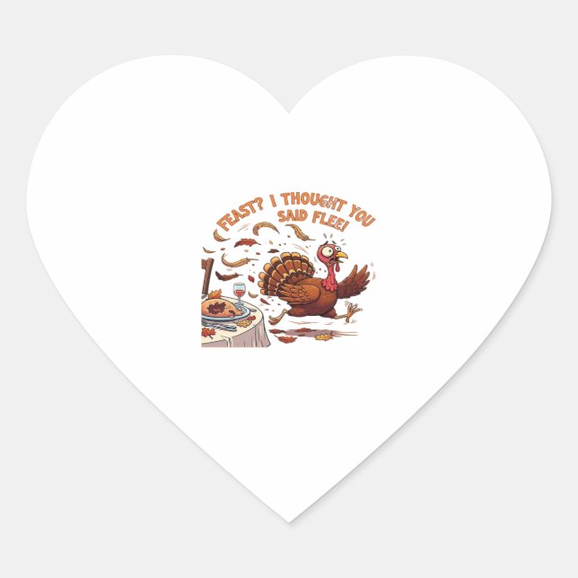 Funny Escaping Turkey Thanksgiving Classic T-Shirt Heart Sticker (Front)