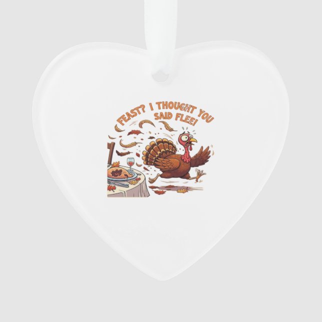 Funny Escaping Turkey Thanksgiving Classic T-Shirt Ornament (Front)