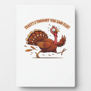 Funny Escaping Turkey Thanksgiving Classic T-Shirt Plaque