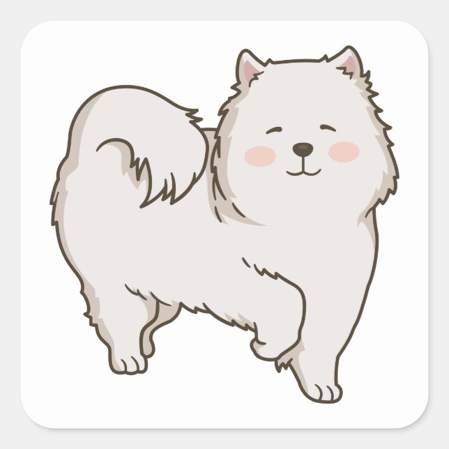Funny Eskie Puppy Cartoon Dog Mum American Eskimo  Square Sticker (Front)