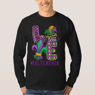 Funny ESL Teacher Mardi Gras Family Matching Outfi T-Shirt