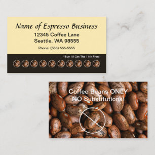 Funny Espresso Punch Card Coffee Beans