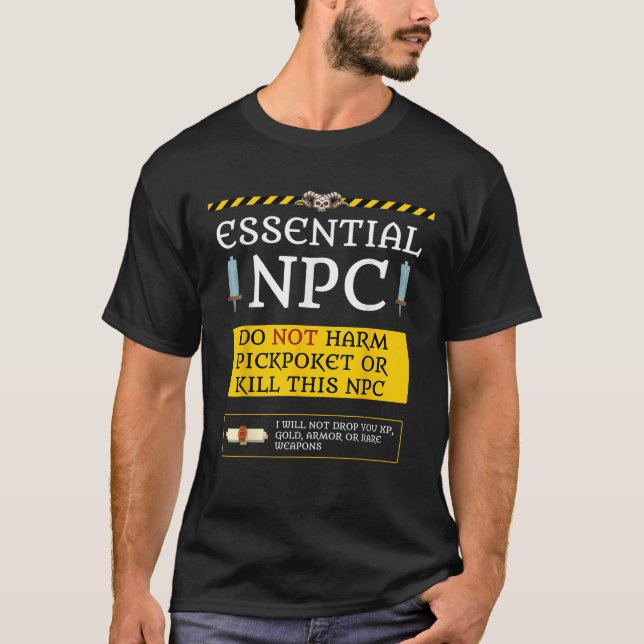 Funny Essential NPC Do Not Harm Humour Shirt (Front)
