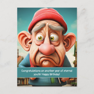 Funny Eternal youth milestone Birthday Postcard