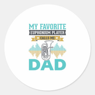 Funny Euphonium Dad Vintage Music Design_1 Classic Round Sticker