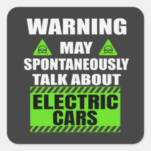 Funny EV Car - Electric Car Owner T-Shirt Keychain Square Sticker