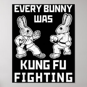 Funny Every Bunny Was Kung Fu Fighting Easter Poster