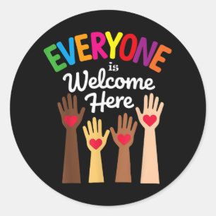 Funny Everyone Is Welcome Here Idaho Teacher Women Classic Round Sticker