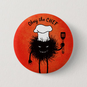 Funny Evil Bug Character Obey The Chef 6 Cm Round Badge