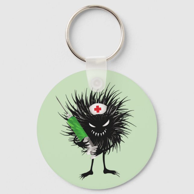 Funny Evil Bug Nurse Syringe Gothic Key Ring (Front)