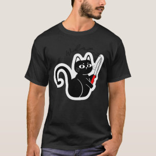 Funny Evil Cat with Knife – Dark Humour Design T-Shirt