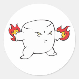 funny evil roasted marshmallow classic round sticker