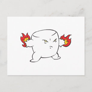 funny evil roasted marshmallow postcard