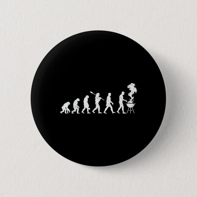 Funny Evolution Barbecue Chef Grilling Joke Tee 6 Cm Round Badge (Front)