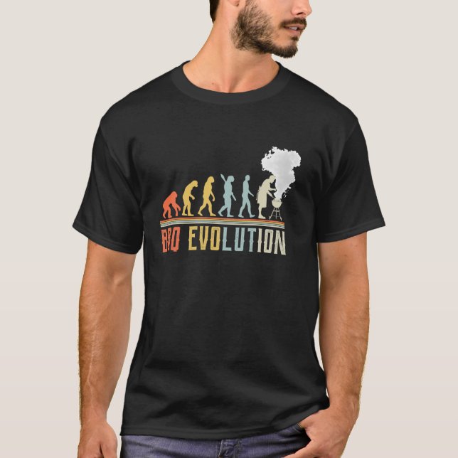 Funny Evolution Barbecue Chef Grilling Retro Tee G (Front)