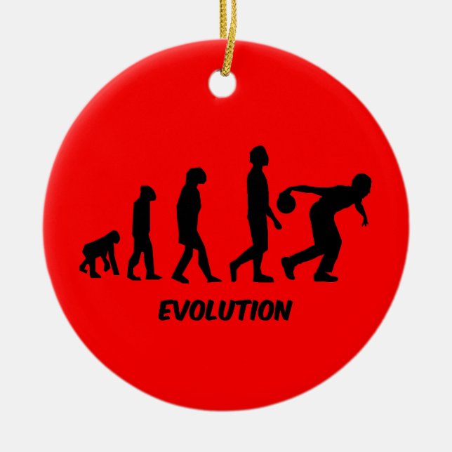 funny evolution bowling ceramic tree decoration (Front)