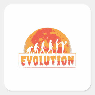 Funny Evolution From Monkey to Zombie Square Sticker