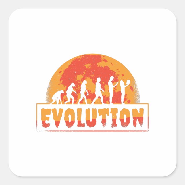 Funny Evolution From Monkey to Zombie Square Sticker (Front)
