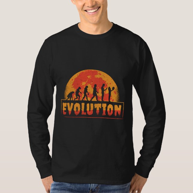 Funny Evolution From Monkey to Zombie T-Shirt (Front)