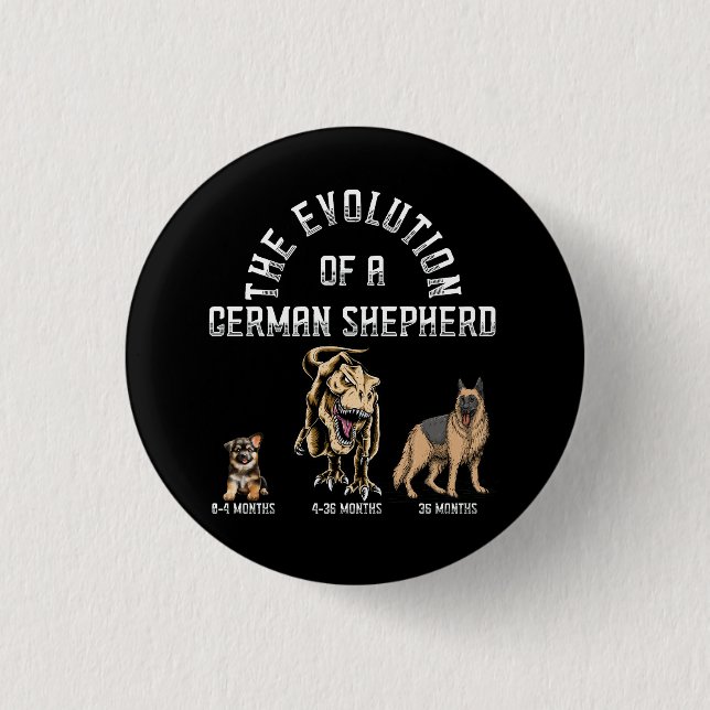 Funny Evolution German Shepherd Dinosaurus Pet Dog 3 Cm Round Badge (Front)