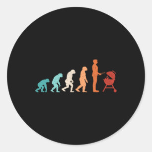 Funny Evolution Grilling Barbecue Grill Lover Bbq  Classic Round Sticker