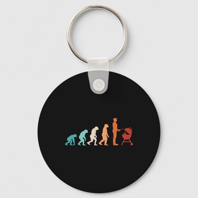 Funny Evolution Grilling Barbecue Grill Lover Bbq  Key Ring (Front)