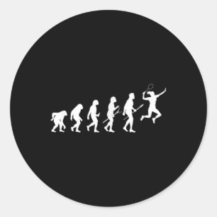 Funny Evolution Of A Badminton Player Women And Gi Classic Round Sticker