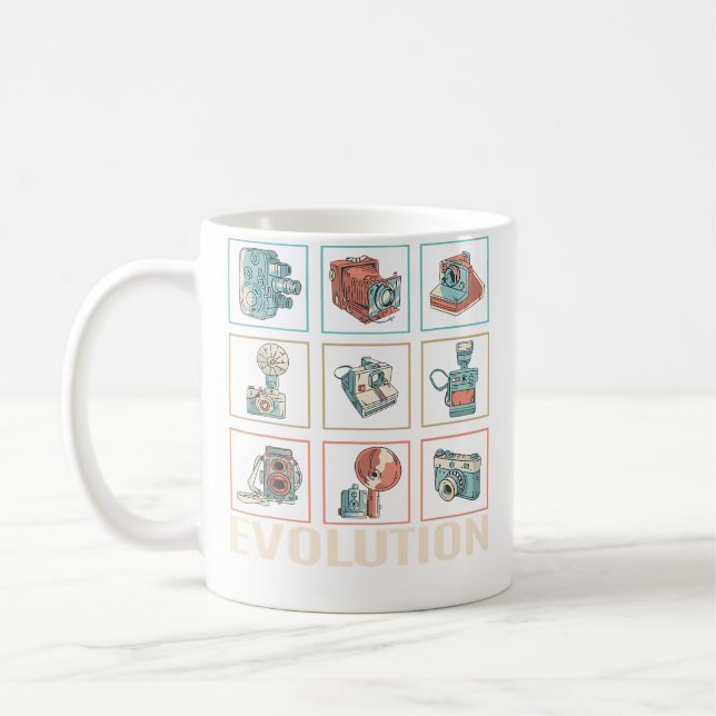 Funny Evolution Of Cameras - Photography Coffee Mug (Left)