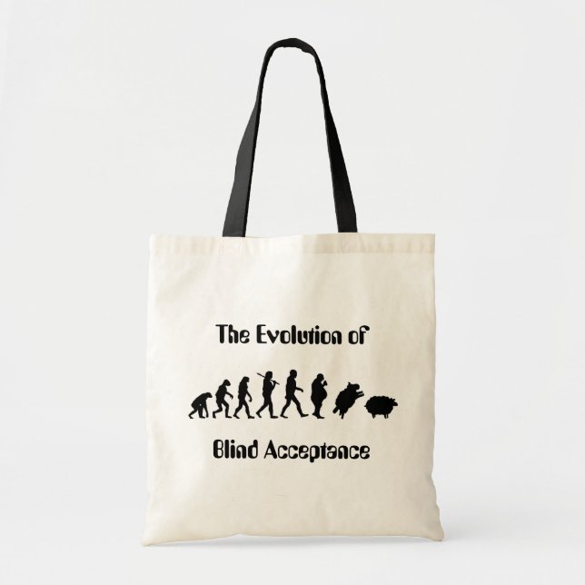 Funny Evolution of Man Parody Tote Bag (Front)
