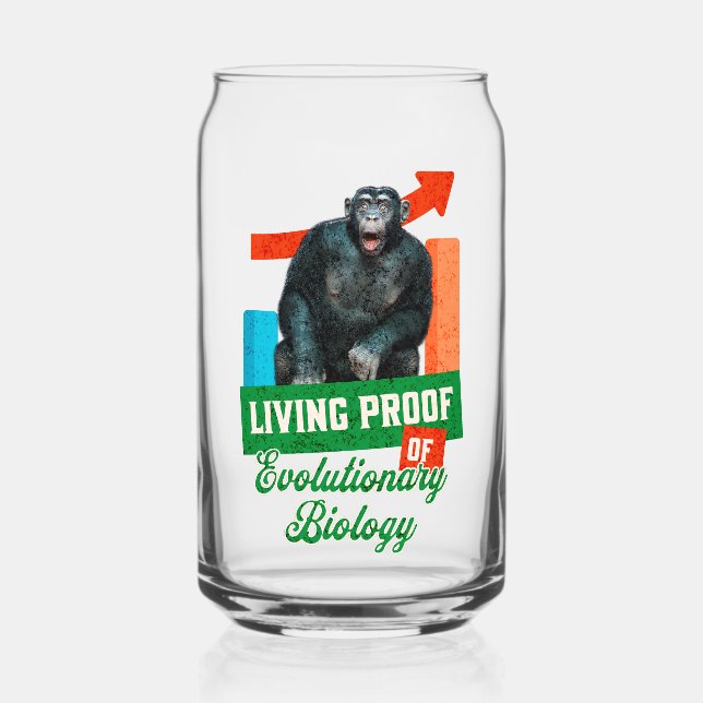Funny Evolutionary Biology Chimp Humour Can Glass (Front)