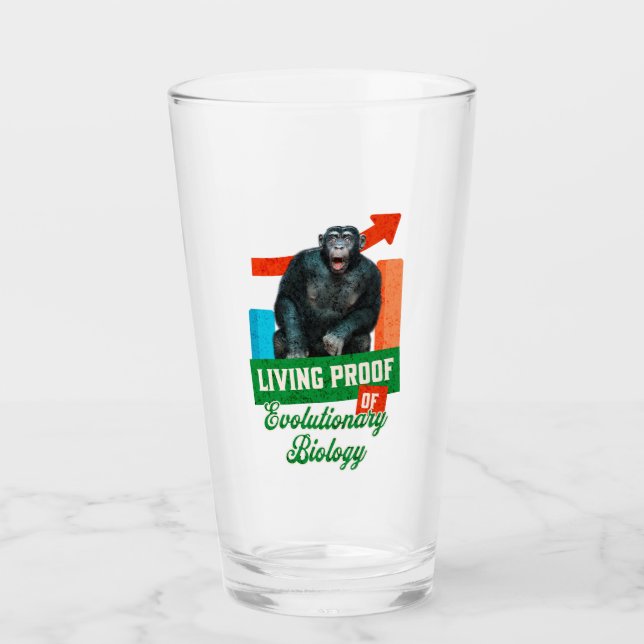 Funny Evolutionary Biology Chimp Humour Glass (Front)