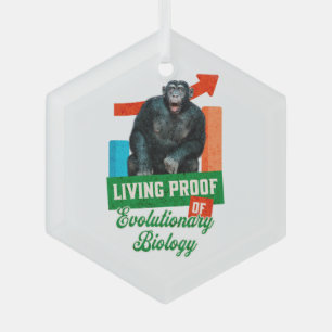 Funny Evolutionary Biology Chimp Humour Glass Tree Decoration