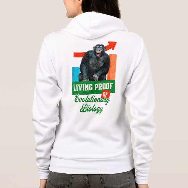 Funny Evolutionary Biology Chimp Humour Hoodie (Back)