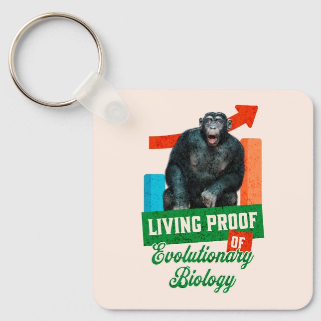 Funny Evolutionary Biology Chimp Humour Key Ring (Front)