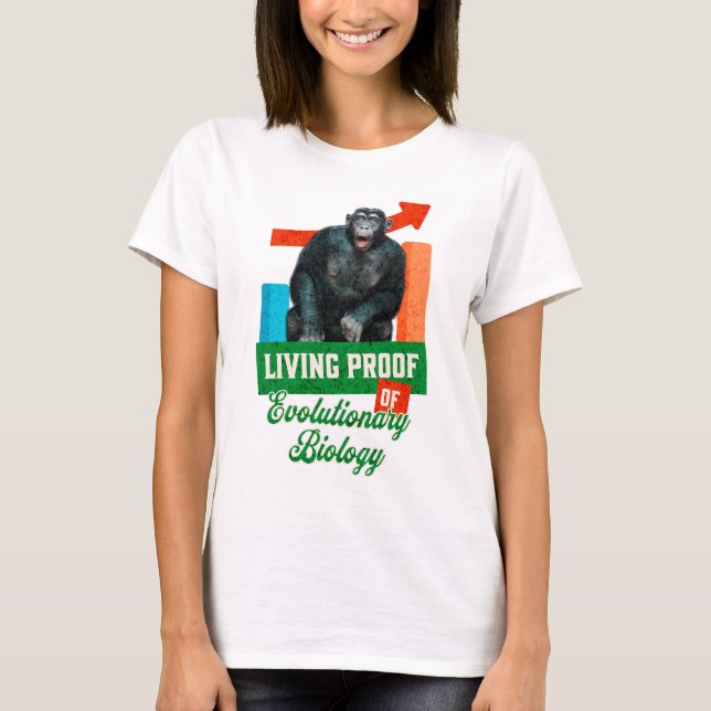 Funny Evolutionary Biology Chimp Humour T-Shirt (Front)
