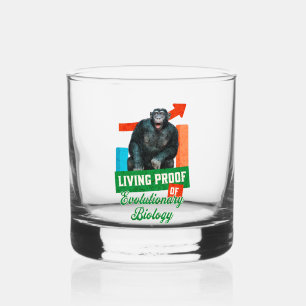 Funny Evolutionary Biology Chimp Humour Whiskey Glass