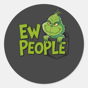 Funny “Ew People” Pocket Cartoon Design – Sarcasti Classic Round Sticker