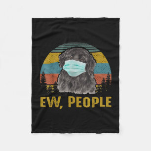Funny Ew People Vintage Retro Newfoundland Dog Fleece Blanket