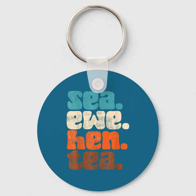 Funny Ewe Sea Icons Groovy No Meaning Hen Tea Key Ring (Front)