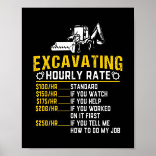 Funny Excavating Hourly Rate Excavator Machine Poster