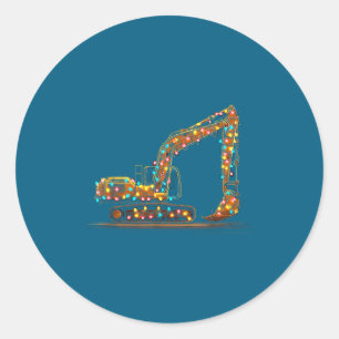 Funny Excavator Christmas Graphics Lights Lover Classic Round Sticker